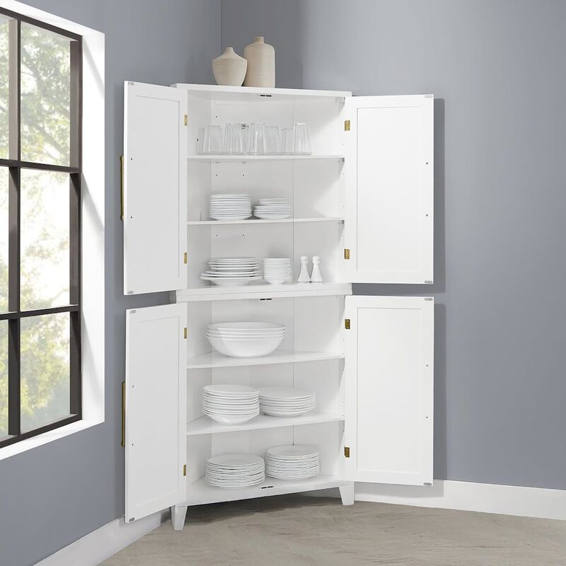 Crosley Furniture Roarke Corner Kitchen Storage Pantry Cabinet