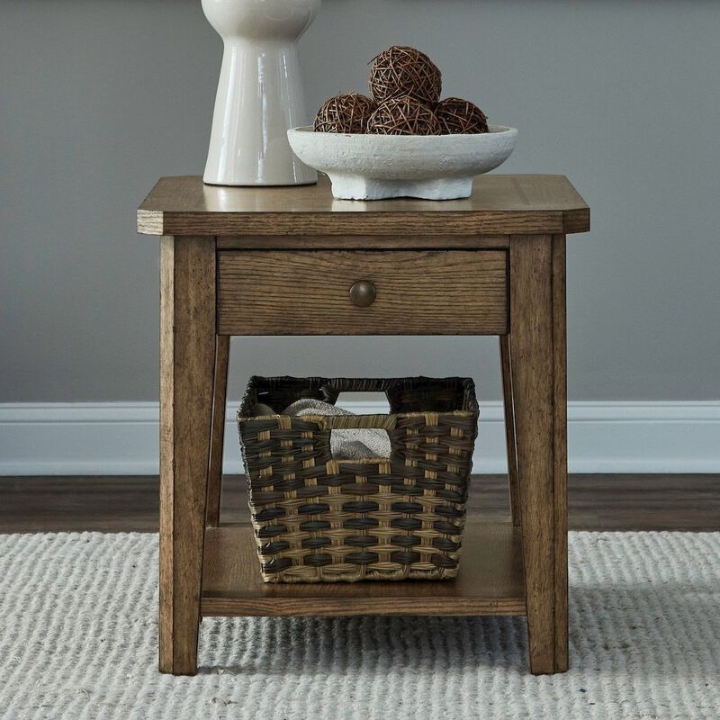 Liberty Furniture Carolina Park End Table for Living Room - Amber Brown Oak image number 8