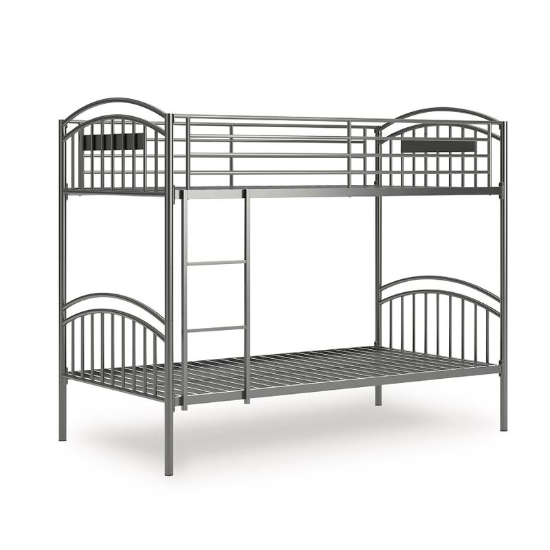 Fesa Twin over Twin Bunk Bed with Ladder, Gray Tubular Steel Frame image number 3
