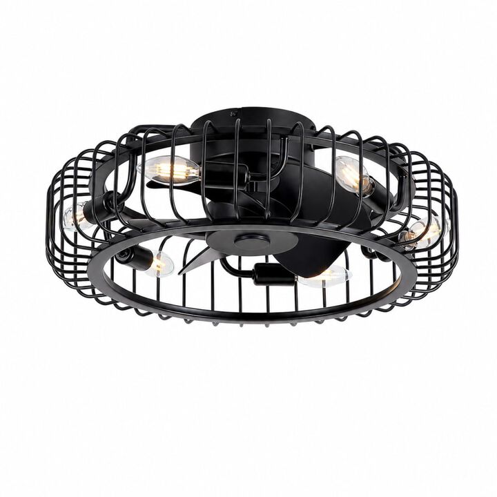 ELEMENT ACE Low Profile Industrial Flush Mount Ceiling Fan with Lights, Reversible Quiet Motor and Remote Control