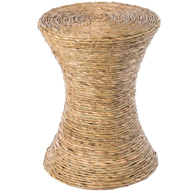 Decorative Round Wicker Side Table Hourglass Shape