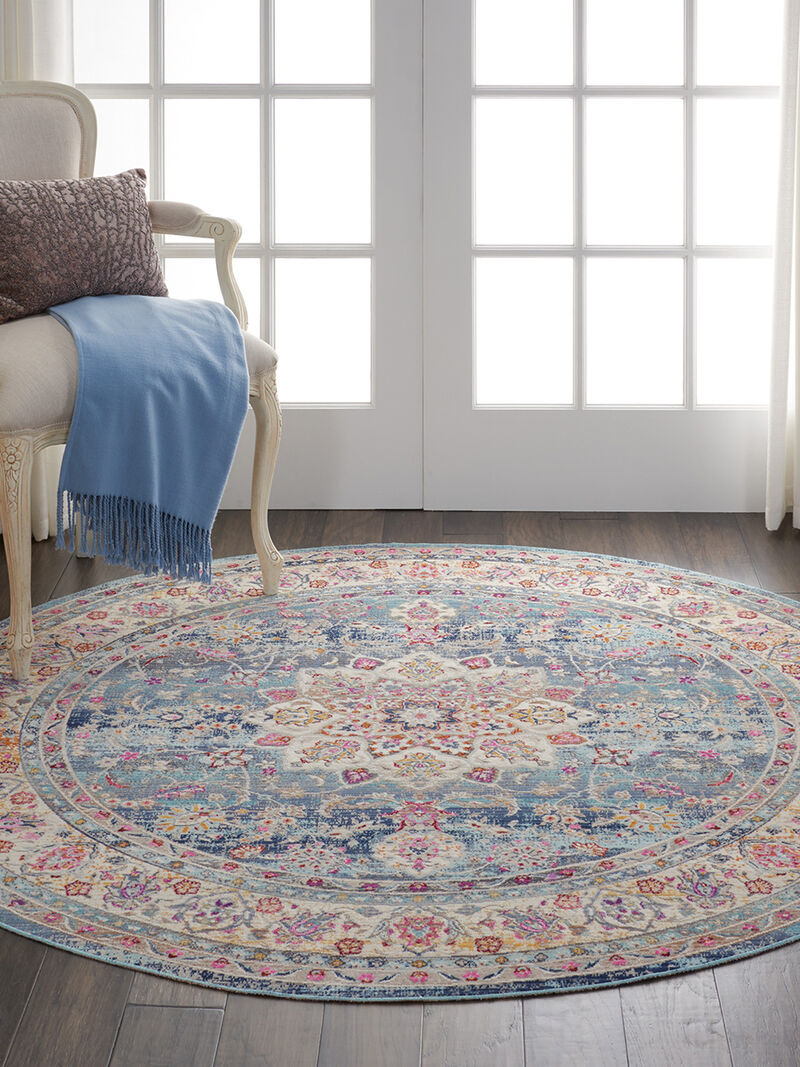 Vintage Kashan VKA01 Blue 4' x Round Rug