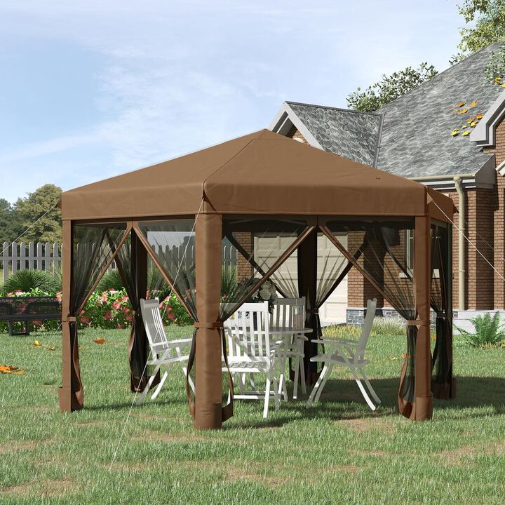 Hivvago 13' x 11' Pop-Up Hexagon Gazebo with Steel Frame