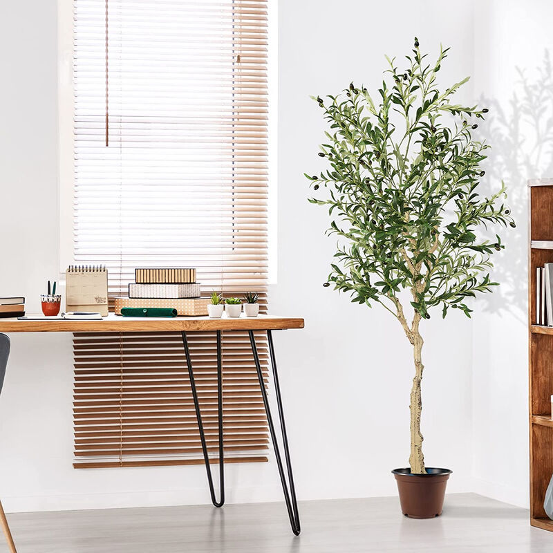 6 Feet  Artificial Olive Tree in Cement Pot