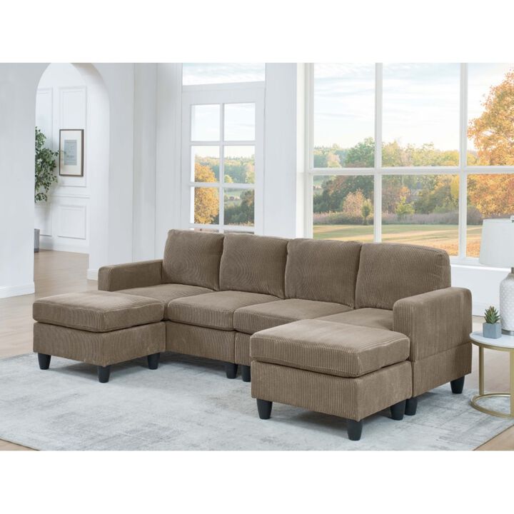 Horfri Corduroy U‑Shaped Modular Sectional Sofa