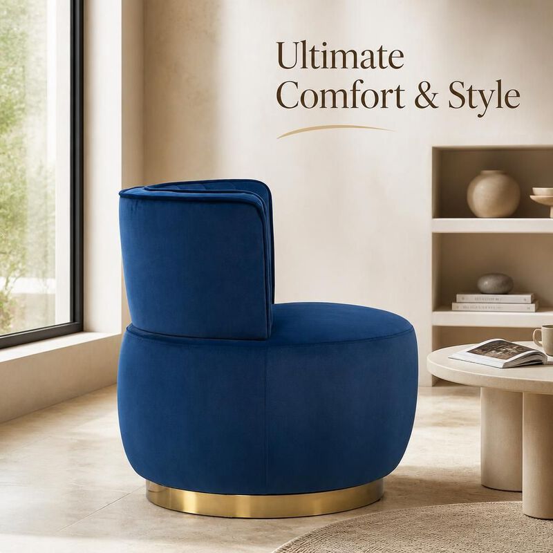 GOODSILO 360 Degree Swivel Barrel Accent Chair, Upholstered Round Armchair for Living Room, Bedroom, Office, Nursery, Lounge, Waiting Rooms image number 4