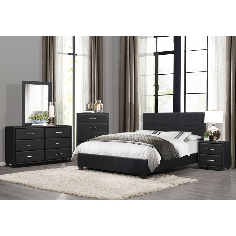 Streamdale Modern Black Faux Leather Chest of Drawers image number 5