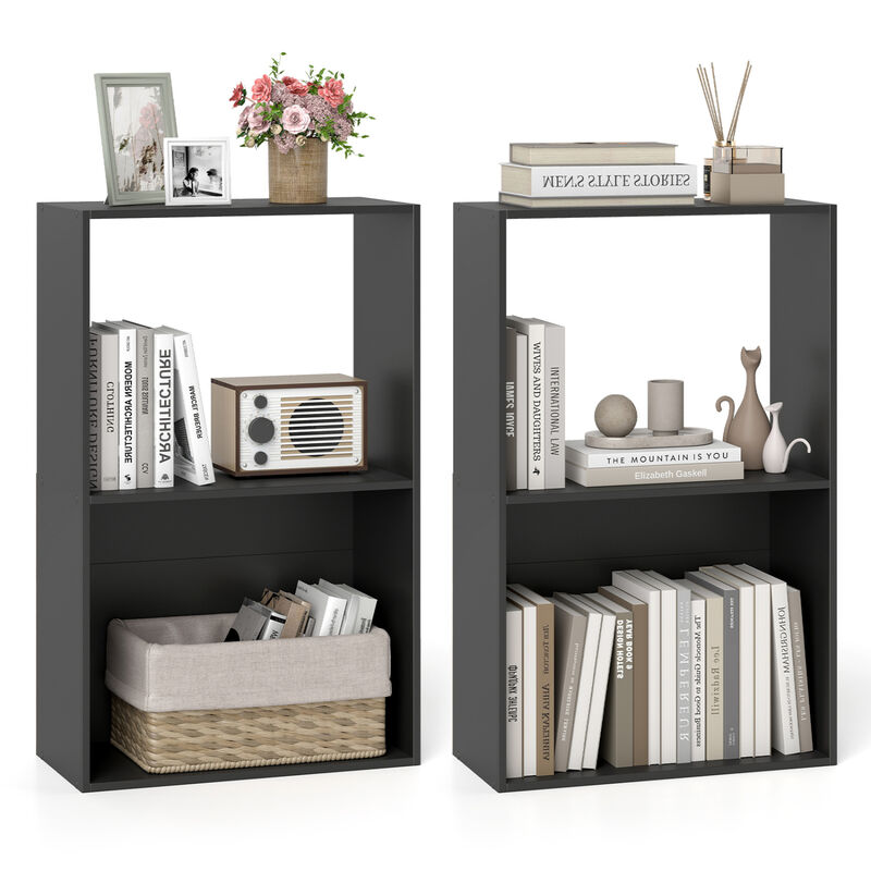 Set of 2 Freestanding 3-Tier Bookshelf for Home Storage image number 3