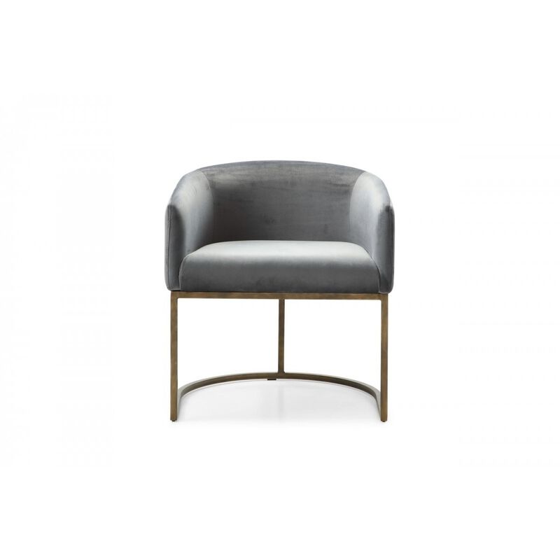 Elisa Modern Grey Velvet & Brass Dining Chair