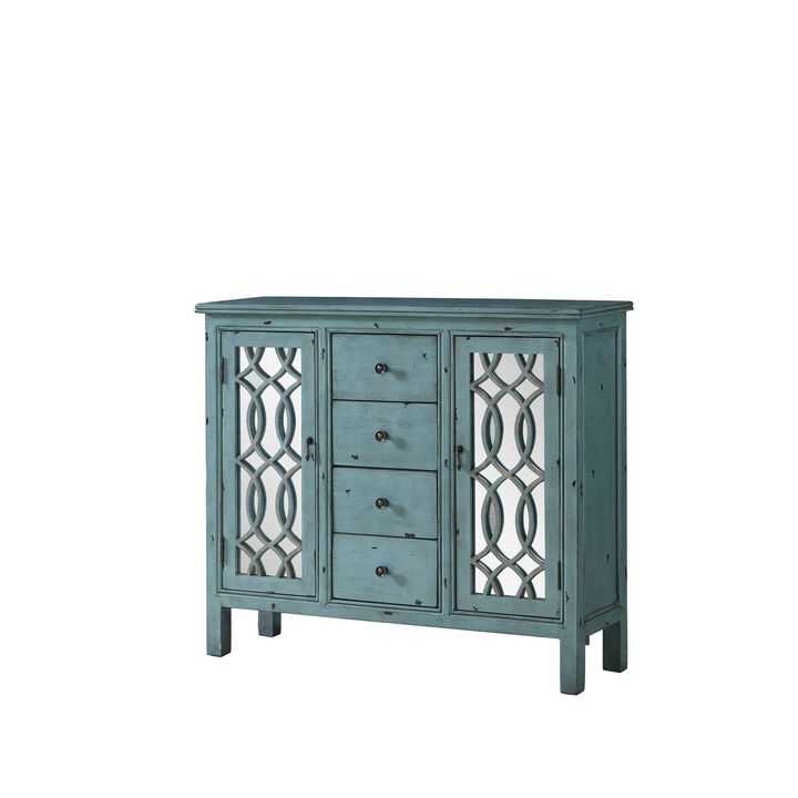 Traditional Wooden  Accent Cabinet,  Blue-Benzara