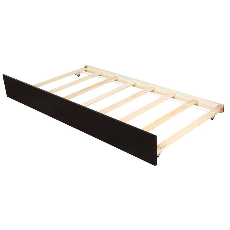 Platform Bed with Trundle Space-Saving Wooden Bed Frame for Kids, Teens & Adults
