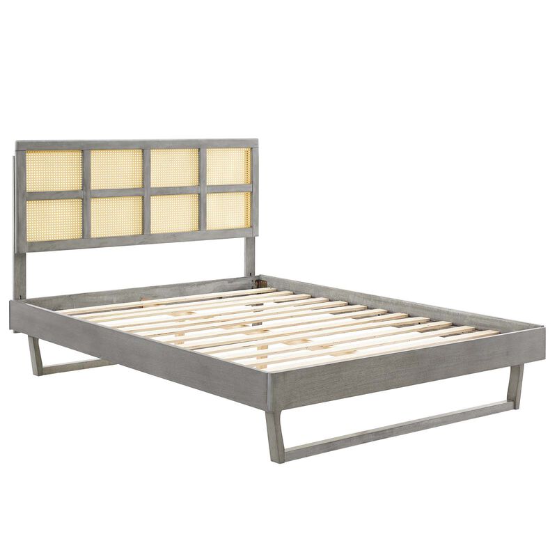 Modway - Sidney Cane and Wood Queen Platform Bed with Angular Legs