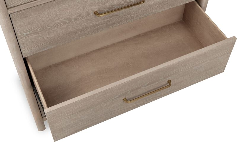 Gardenia Five Drawer Oak Wood Chest in Chai