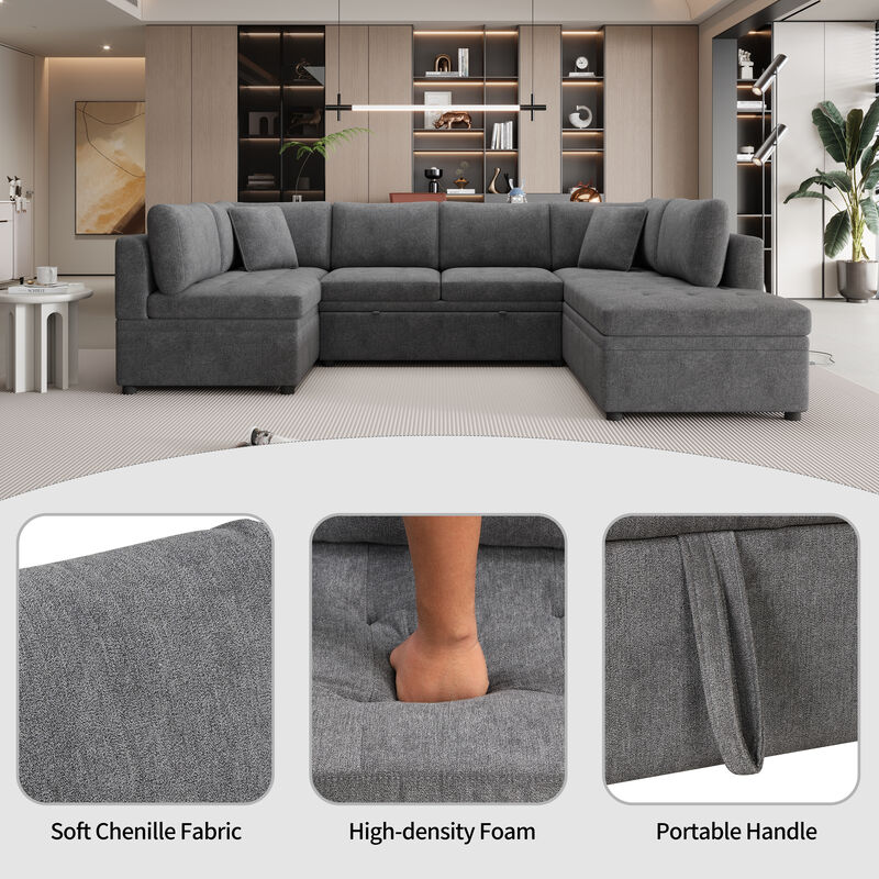 Merax Oversized Chenille Fabric Sectional Sofa