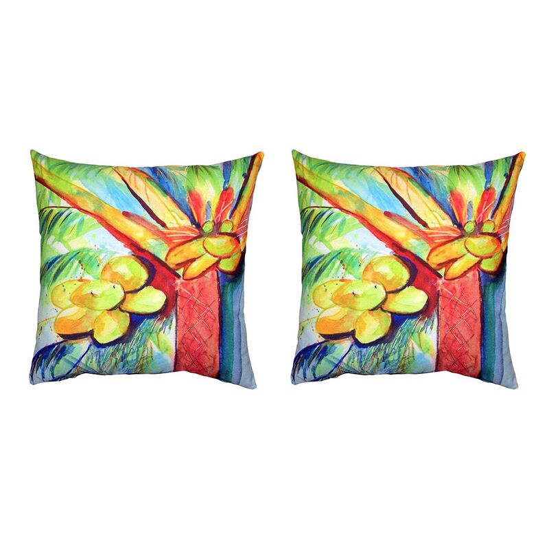 Pair Of Betsy Drake Cocoa Nut Tree No Cord Pillows 18 Inch X 18 Inch image number 0