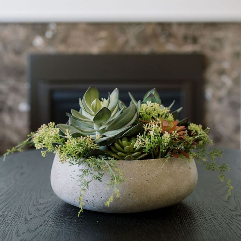 Round Artificial Succulent Arrangement, Natural Planter image number 3