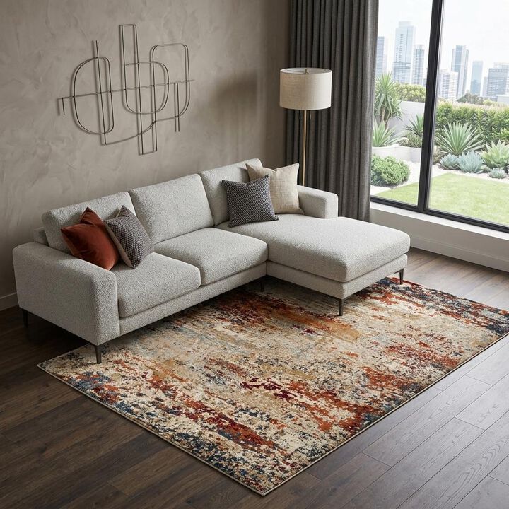 HomeRoots Abstract Power Loom Area Rug