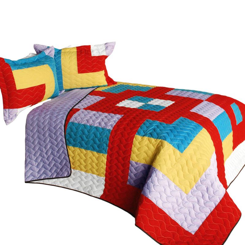 Vermicelli Quilted Patchwork Bedding Set Queen Size Second Space Design image number 1