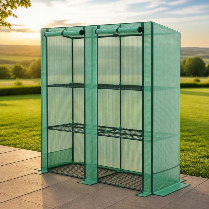 WOW PIONEER Portable Three-Tier Lean-To Greenhouse with Storage Shelves for Outdoor Indoor Gardening and Plant Protection image number 3