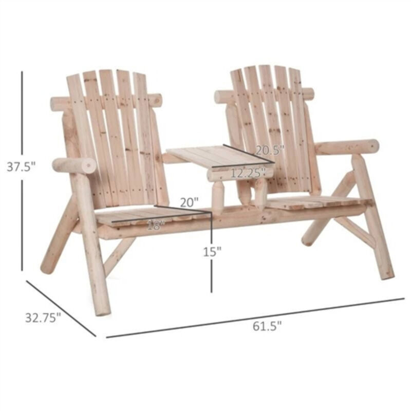 Adirondack Patio 2 Chair Lounger with Center Coffee Table