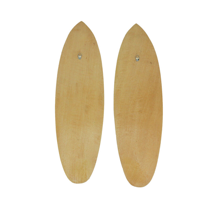 Set Of 2 Hand Carved Wood Surfboards Tiki Decor Whale Turtle Wall Hanging Art image number 2