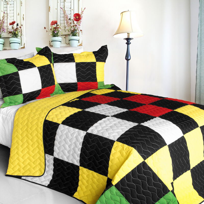 Vermicelli Quilted Patchwork Bedding Set Queen Size Forever Decorative Design image number 0
