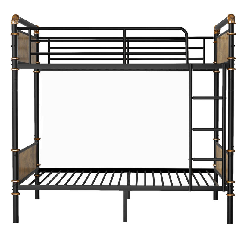 Detachable Metal Bunk Bed with Safety Guard Rails &ndash; Industrial Style for Teen Bedrooms