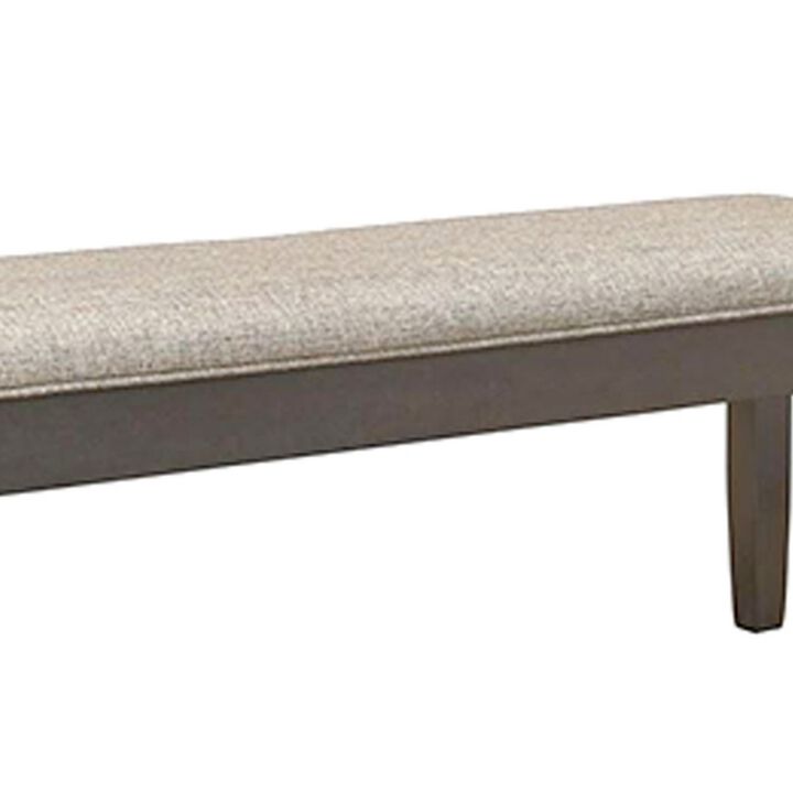 Dylan 48 Inch Bench, Brown Wood Frame, Gray Fabric Upholstered Cushion - Benzara