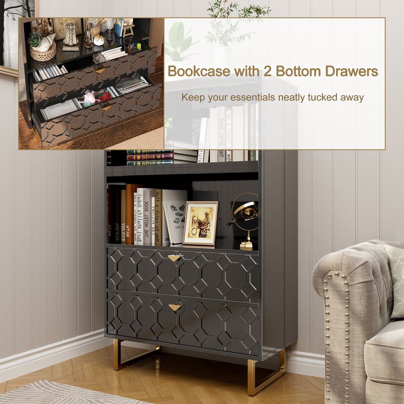 55.6 in. Tall Wood Display Bookcase Storage Organizer