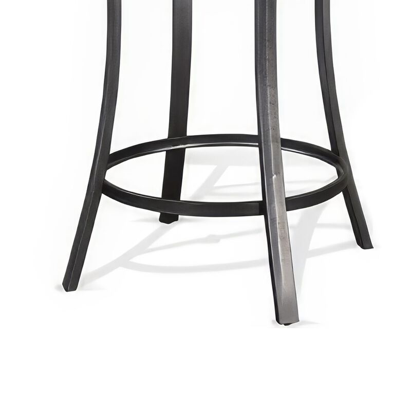 Flint Bar Height Table Round 42 Inch, Dark Brown Mahogany Wood n Metal