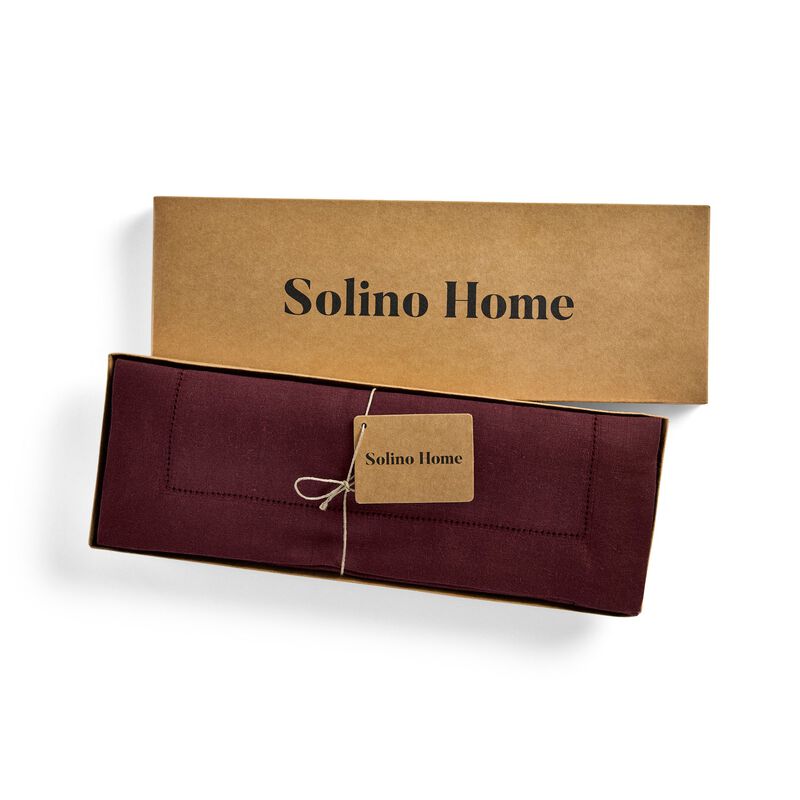 Solino Home 100% Pure Linen Placemats 14 x 19 Inch Set of 4 - Classic Hemstitch