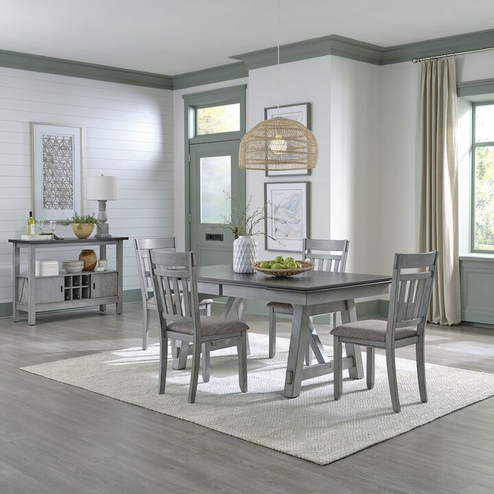 Liberty Furniture Newport 5 Piece Trestle Table Set in Rubberwood Solids w/ Mindy Veneers