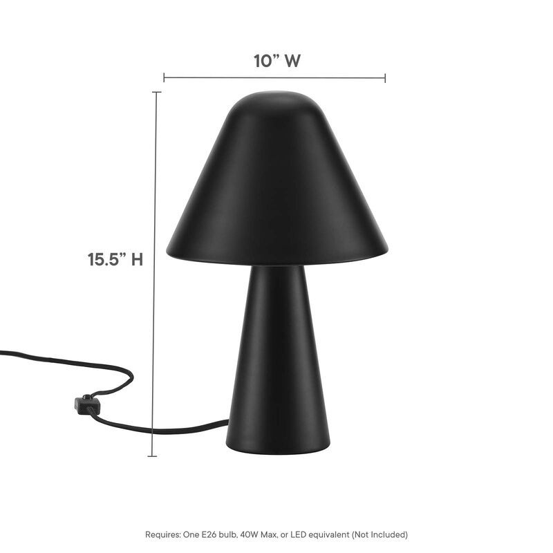 Modway EEI-6529-BLK Jovial Metal Mushroom Table Lamp, Black image number 7