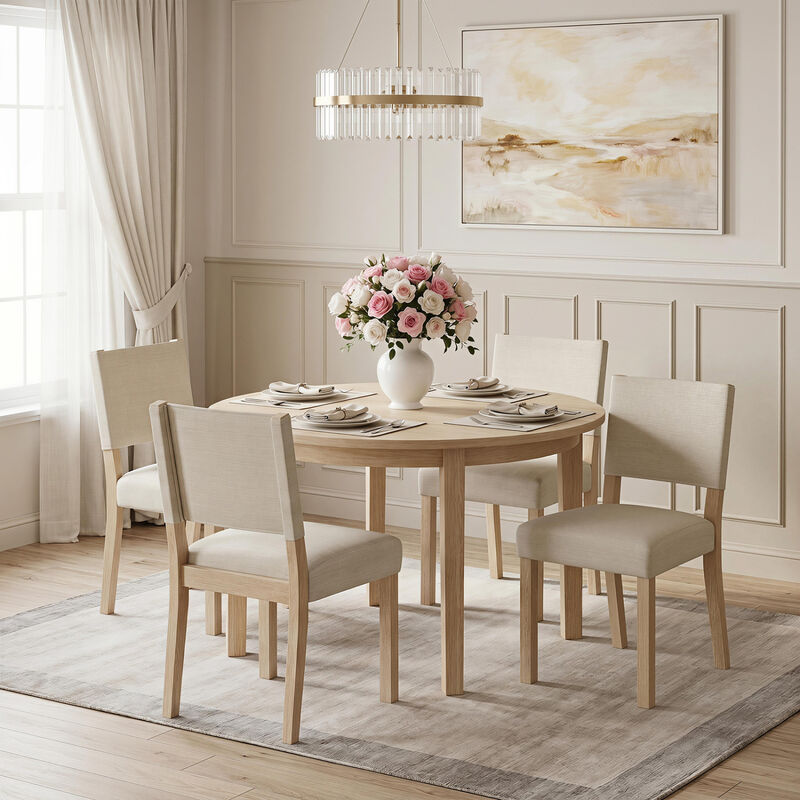 Set of 4 Upholstered Dining Chairs with Sturdy Rubber Wood Legs image number 1