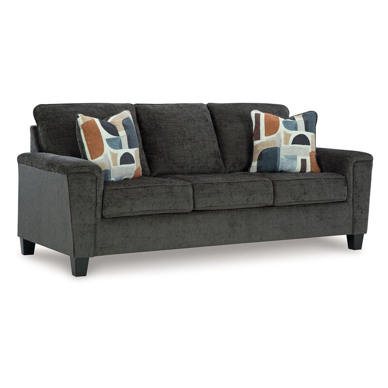 Erin Sofa, 2 Accent Throw Pillows, 89 Inch Plush Dark Gray Polyester