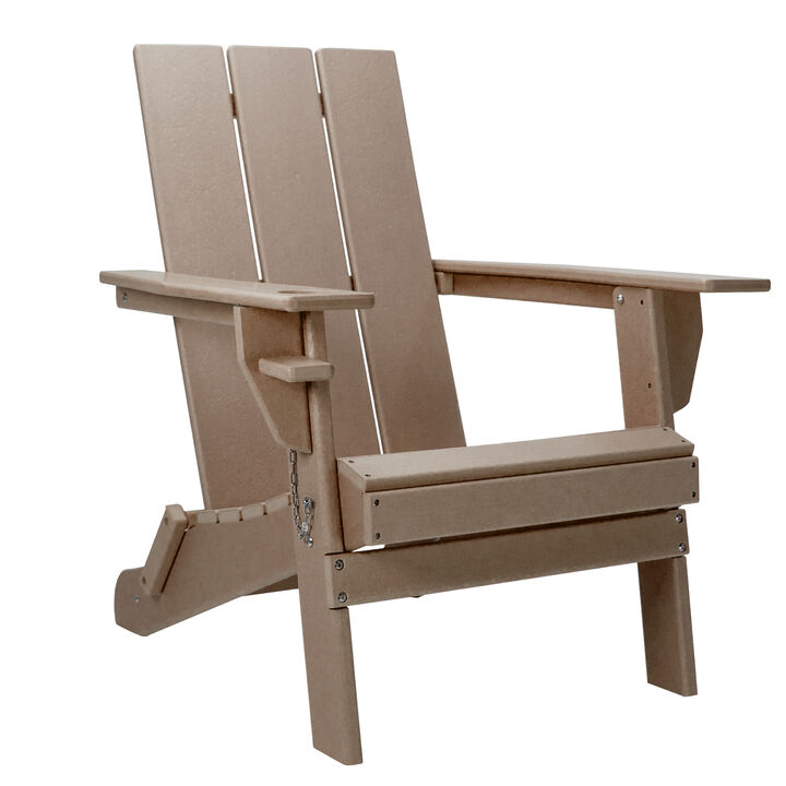 ResinTEAK Folding Adirondack Chair with Cup Holder For Fire Pits, Patio, Porch, and Deck, Newport Collection