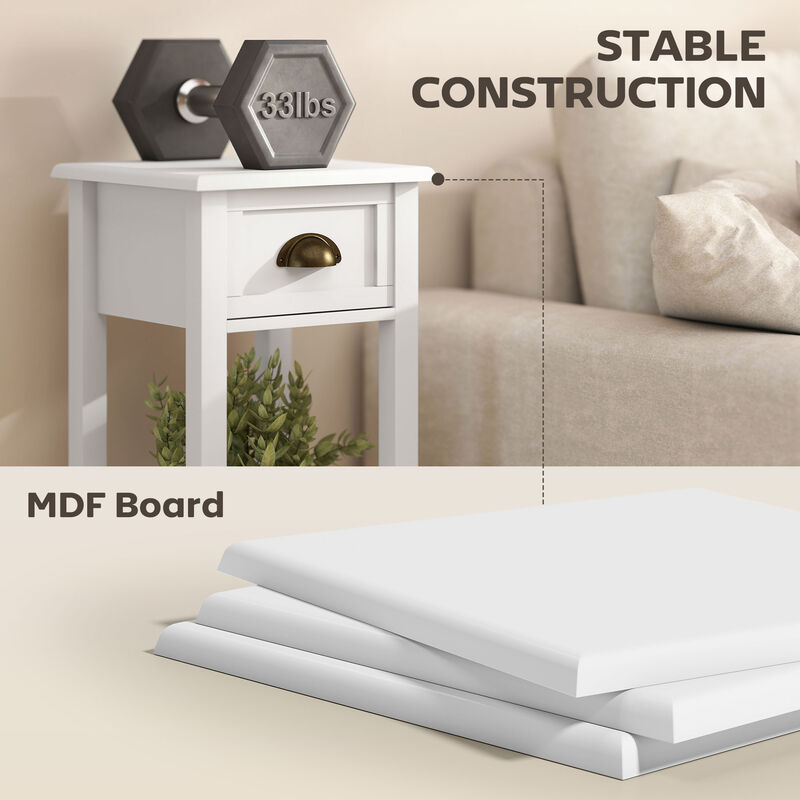 Hivvago 2-Tier Side Table with Drawer and Shelf for Living Room image number 5