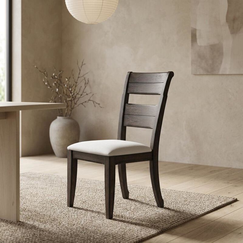 FurniFact Solid Rubberwood Desk Chair with Elm Veneer Back for Dining Room image number 5