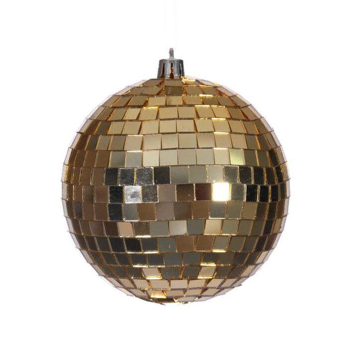 Vickerman 4" Gold Mirror Ball Ornament 6 Per Bag