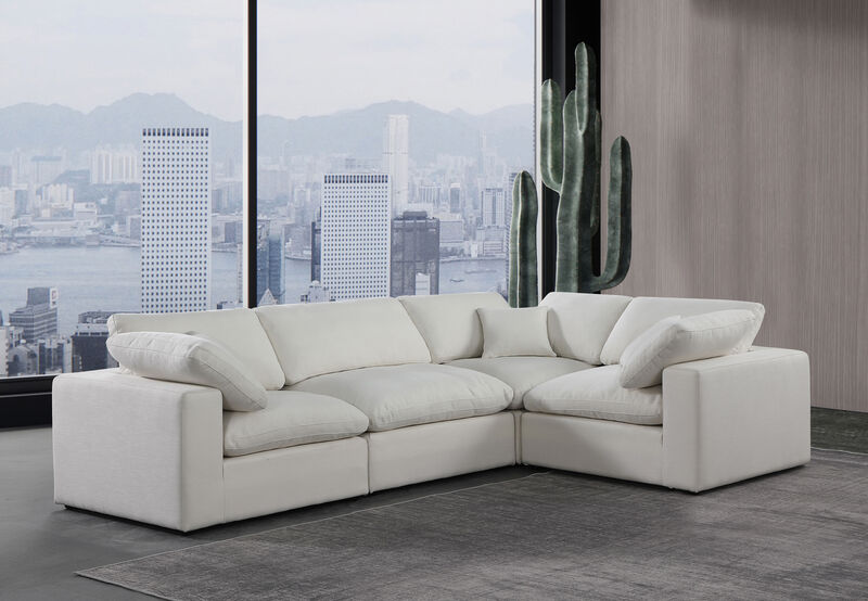 Meridian Furniture Comfy Cream Linen Textured Fabric Modular Sectional