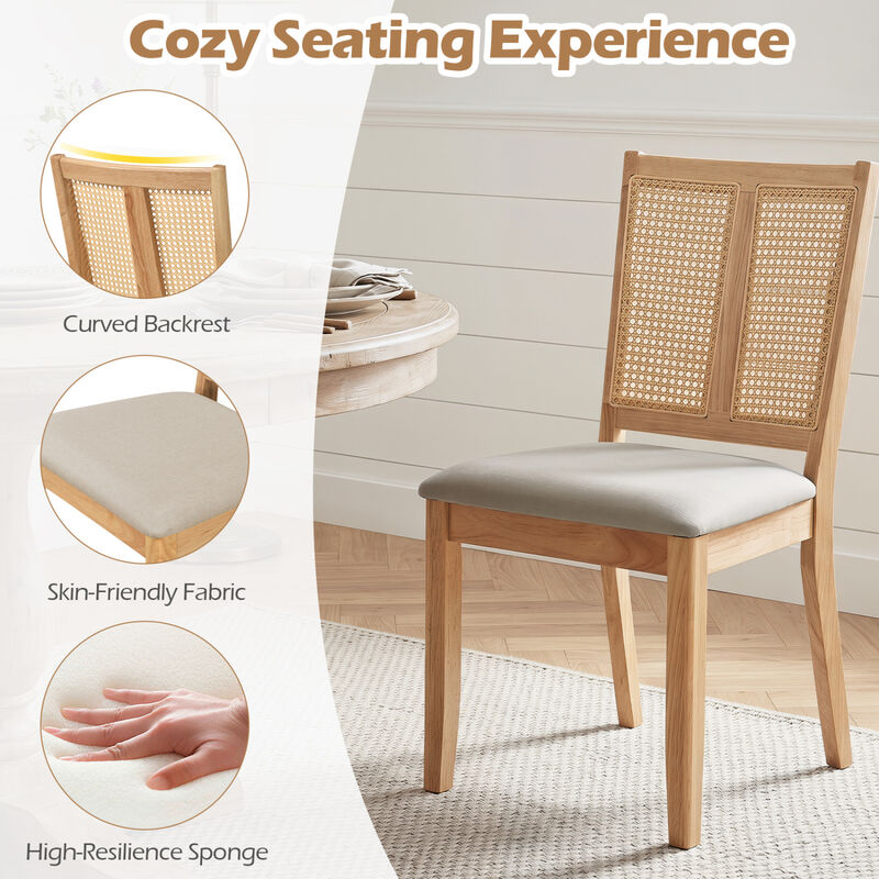 Set of 4 Rattan Dining Chairs with Curved Backrests and Cushioned Seats image number 4