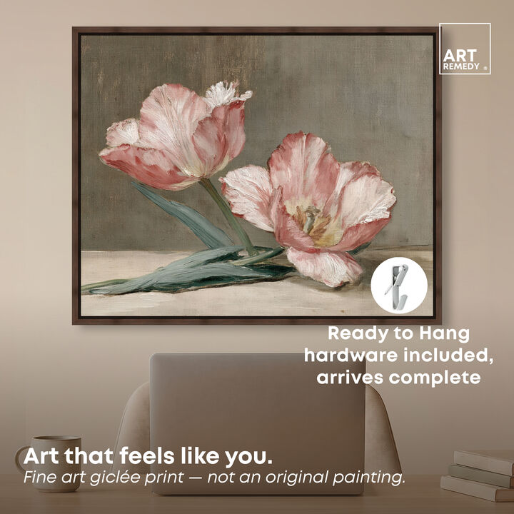 Blushing Tulips Floral and Botanical Canvas Print by Art Remedy