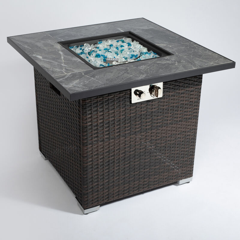 Streamdale 30'' Outdoor Fire Table with Glass Rocks and Rain Cover image number 2