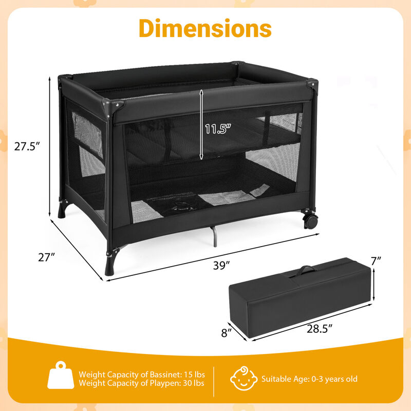 Folding Baby Playard with Soft Mattress and Portable Travel Crib for Infants image number 2