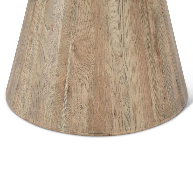 World Interiors Caldera 48" Round Dining Table in White Travertine and Light Oak image number 1