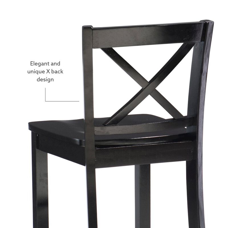Linon Solid Wood X-Back Dining Chair with Ergonomic Seat, Bold Black Finish 24" image number 9
