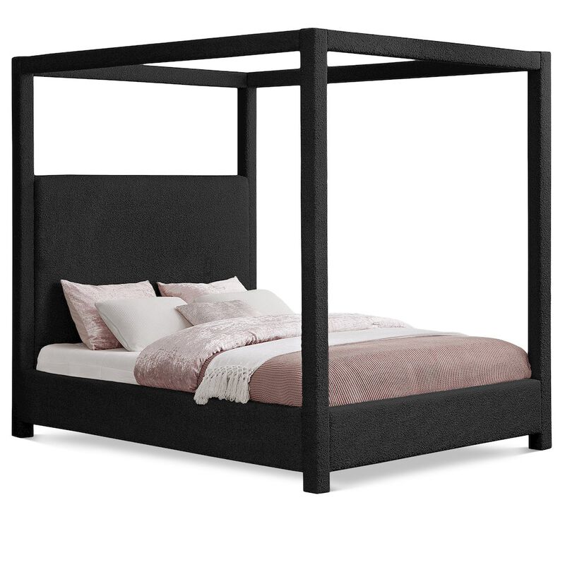 Meridian Furniture Eden Black Boucle Fabric Queen Bed