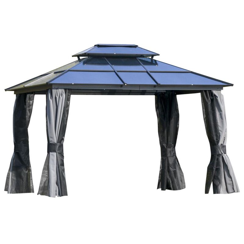 Hivvago 10' x 12' Hardtop Gazebo with Mesh Netting image number 0