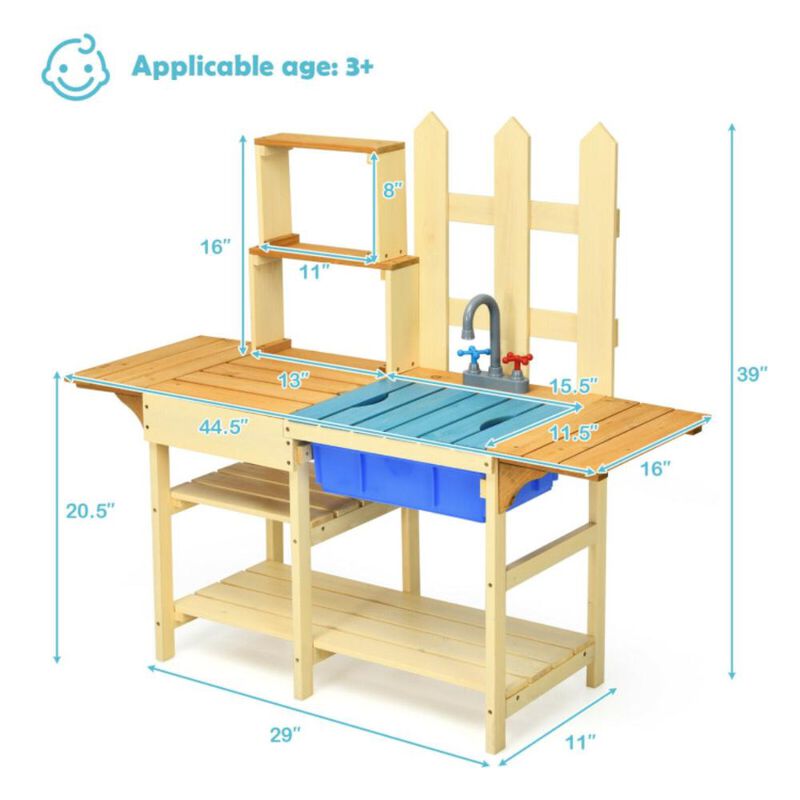 Hivvago Kid's Outdoor Wooden Pretend Cook Kitchen Playset Toy