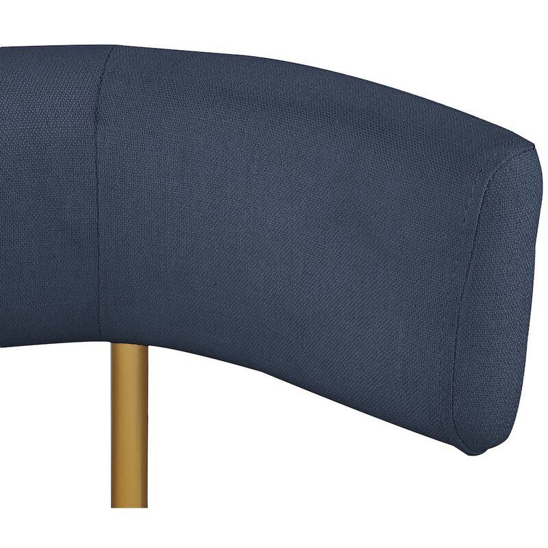 Meridian Furniture Rivage Deep Navy Durable Linen Textured Fabric Dining Chair, Set of 2